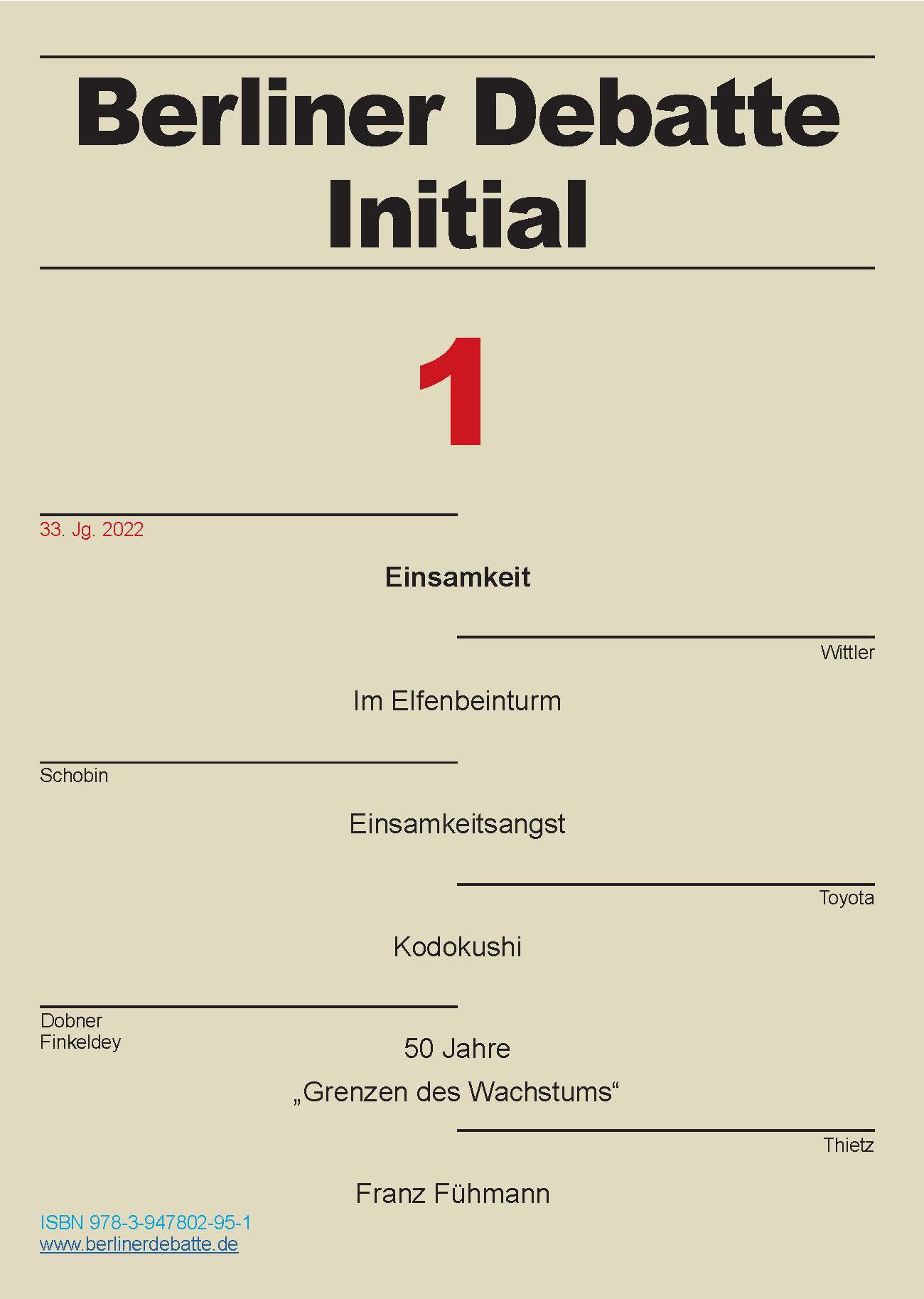 Berliner Debatte Initial 1: Einsamkeit