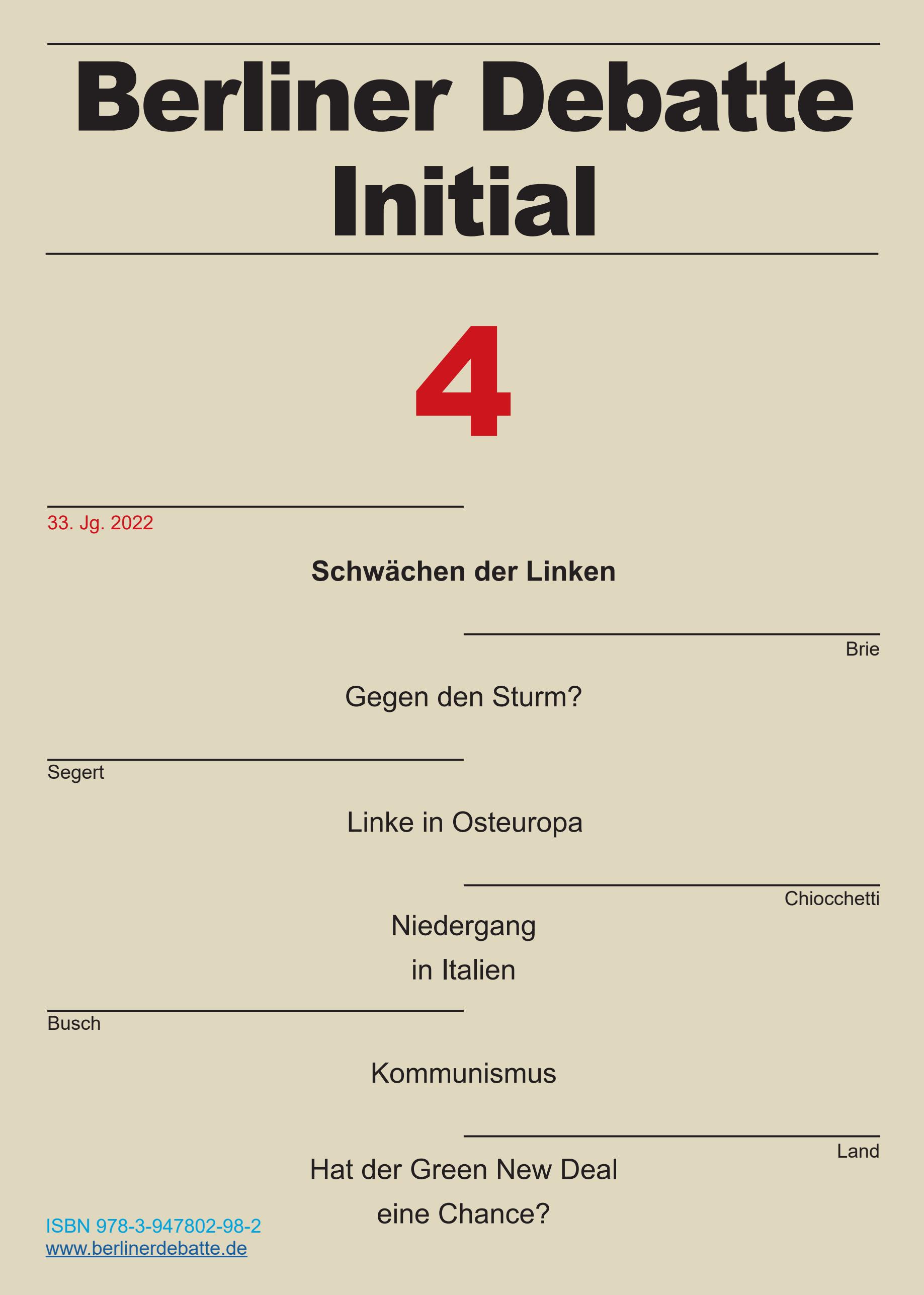 Berliner Debatte Initial 4: Schwächen der Linken